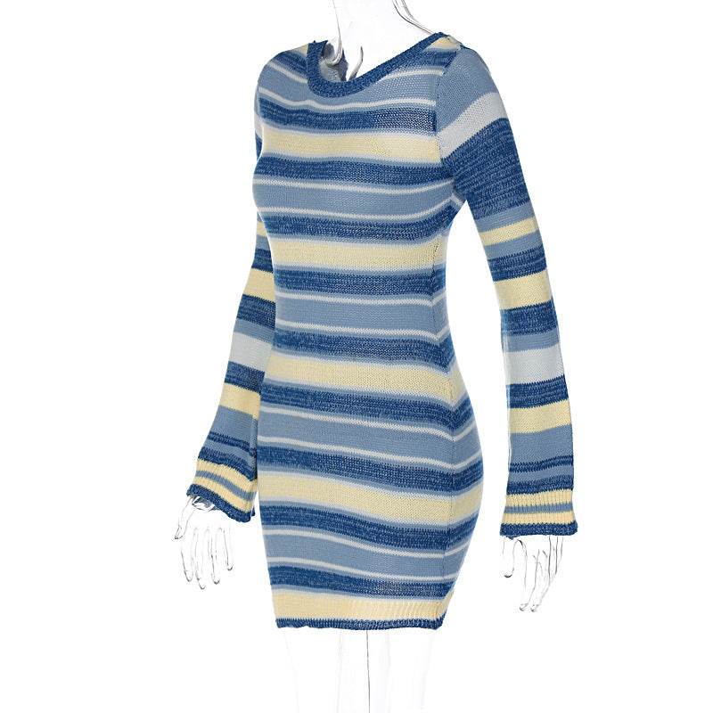 Backless Bell Sleeve Knit Midi Dress