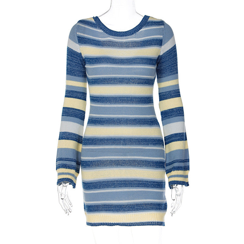 Backless Bell Sleeve Knit Midi Dress