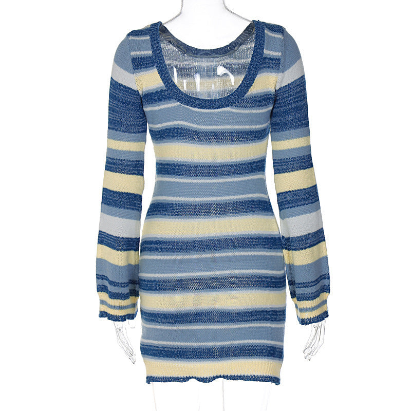 Backless Bell Sleeve Knit Midi Dress