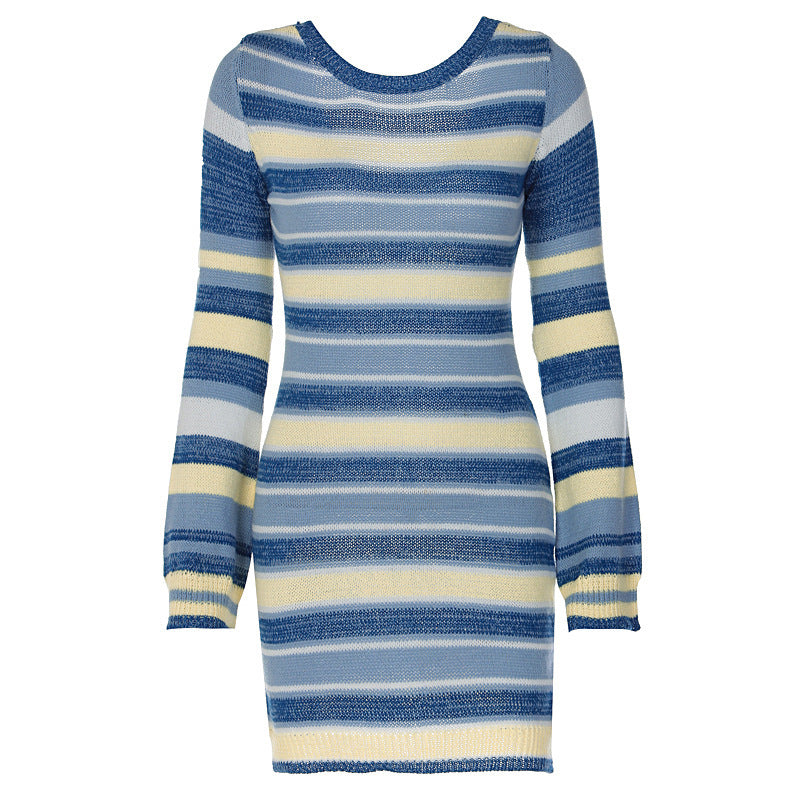 Backless Bell Sleeve Knit Midi Dress