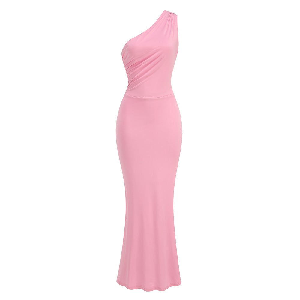 Blush Curve Asymmetrical Mermaid Maxi Dress