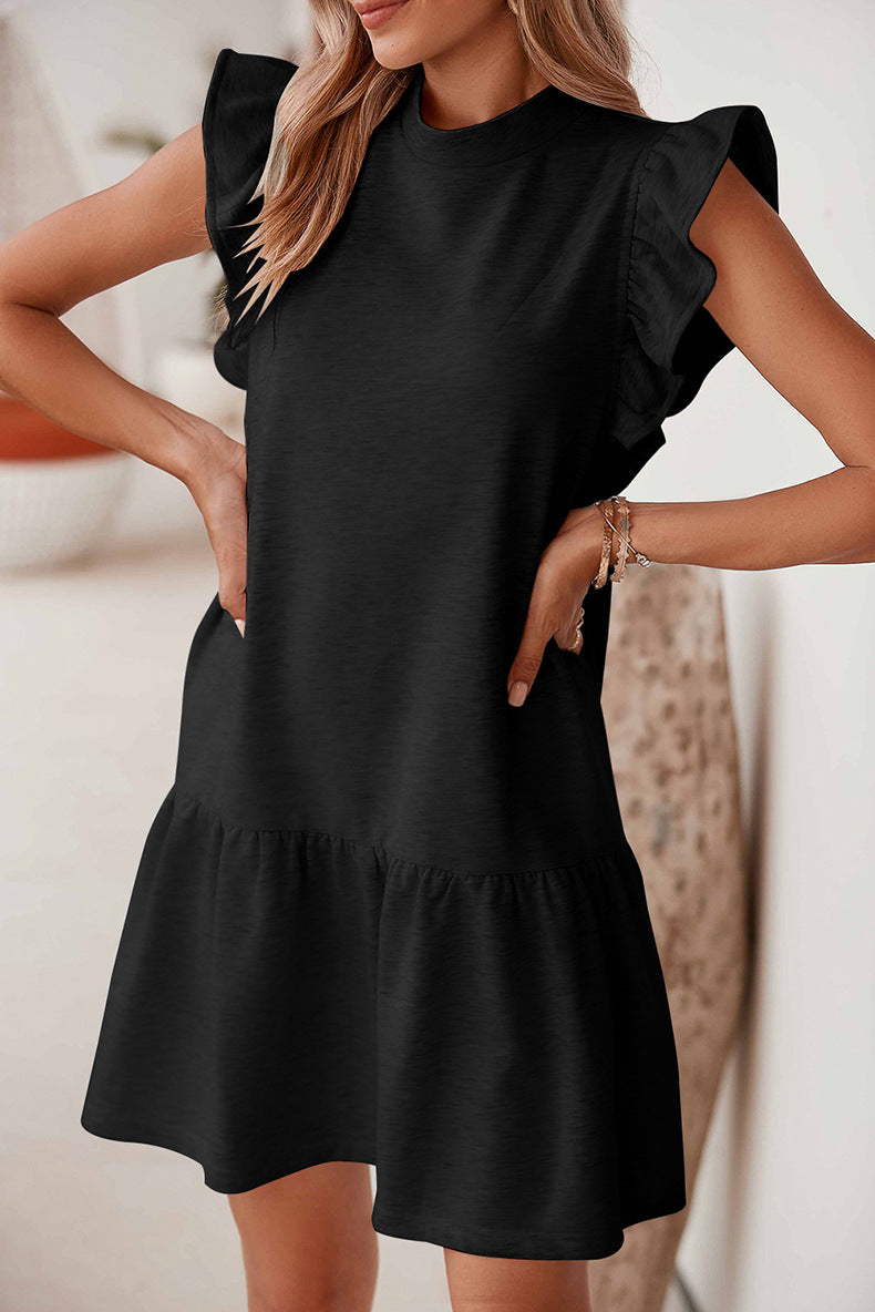 Casual Ruffle Trim Sleeveless Mini Dress