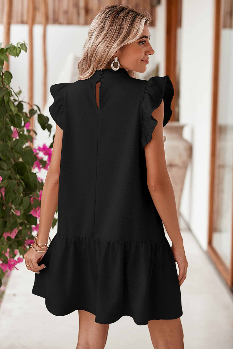 Casual Ruffle Trim Sleeveless Mini Dress