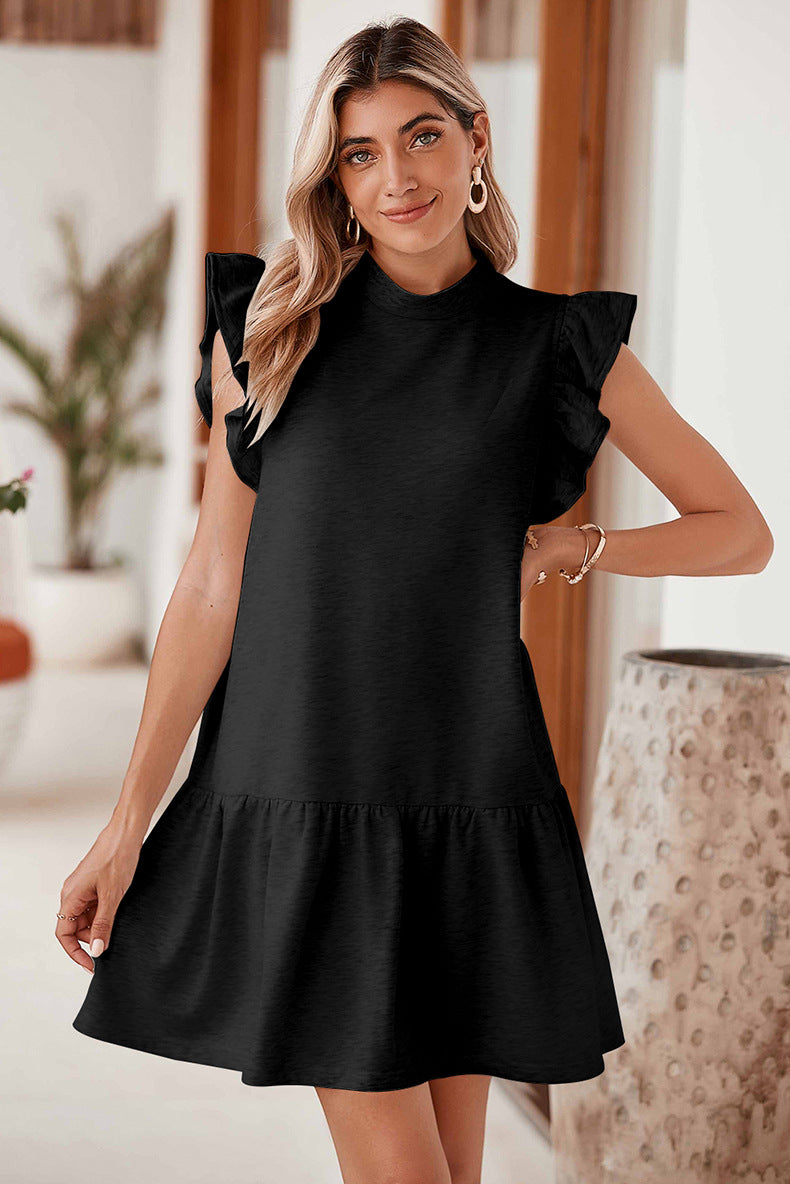Casual Ruffle Trim Sleeveless Mini Dress