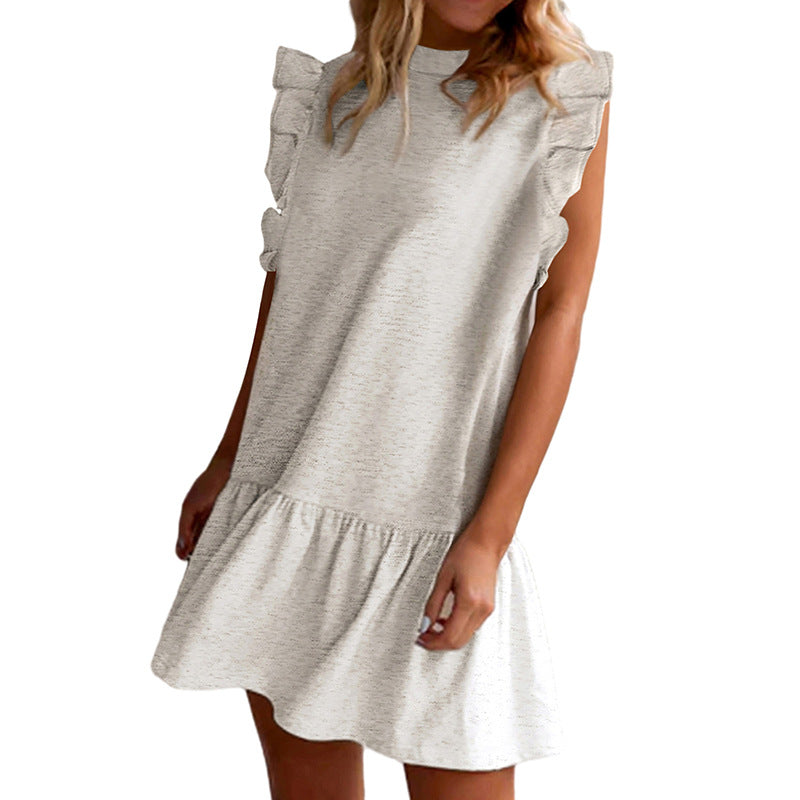 Casual Ruffle Trim Sleeveless Mini Dress