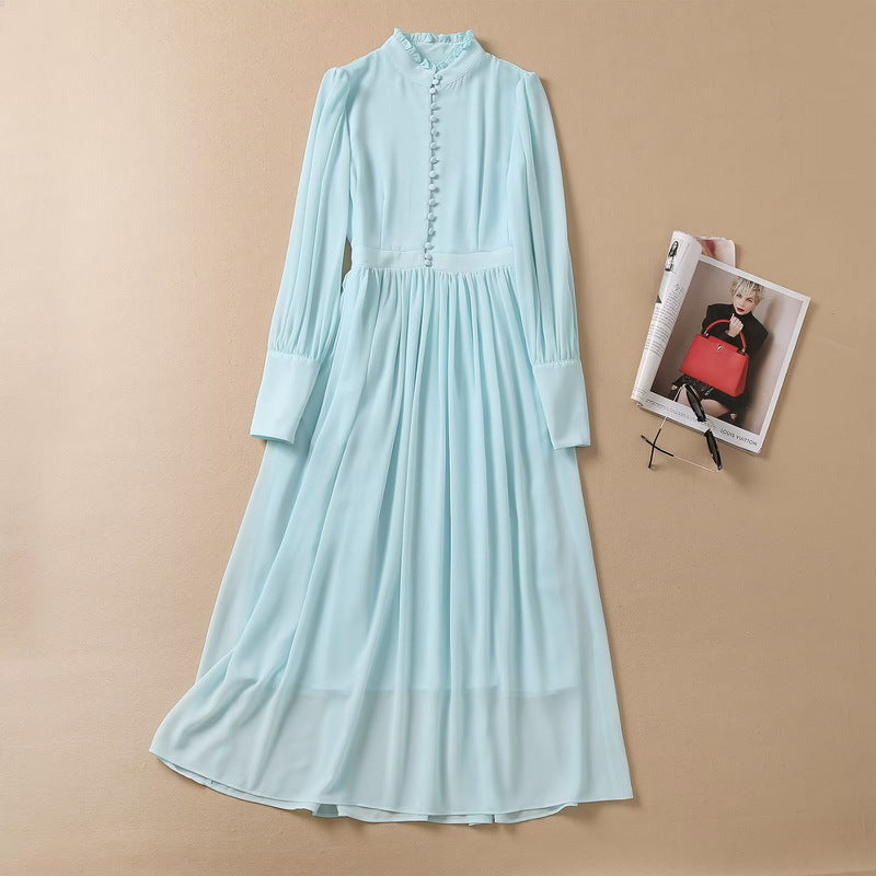 Classic Button Detail Chiffon Maxi Dress