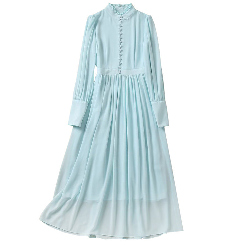 Classic Button Detail Chiffon Maxi Dress