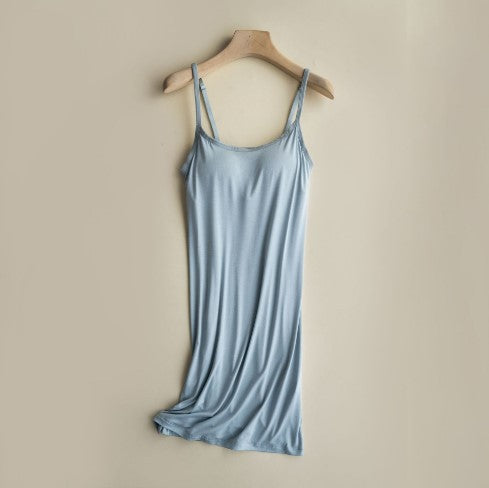 Padded Strap  Wear-free Bra Integrated Daily Wear Pajamas Home Mid-length