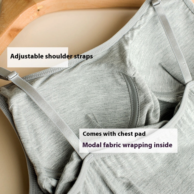 Padded Strap  Wear-free Bra Integrated Daily Wear Pajamas Home Mid-length