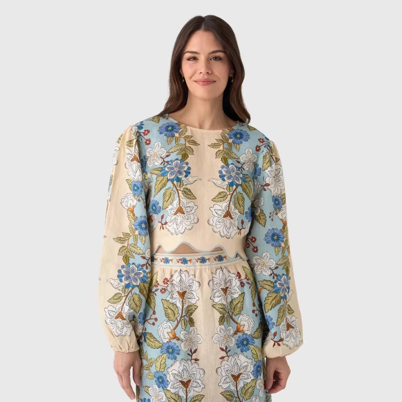 Womens Fashionable Printed Two-Piece Dress Set