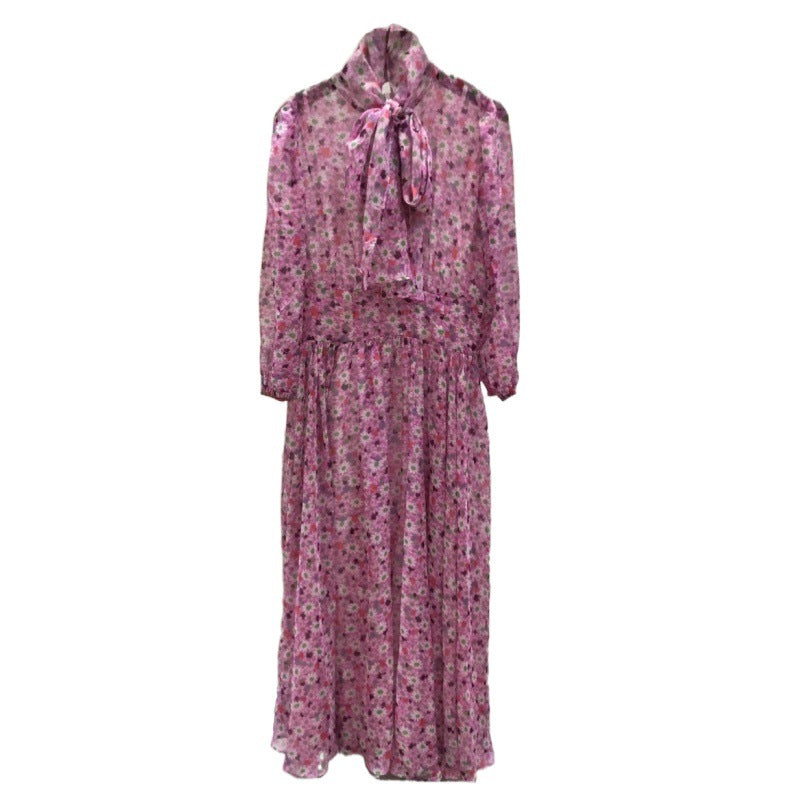 Graceful Bloom Chiffon Maxi Swing Dress