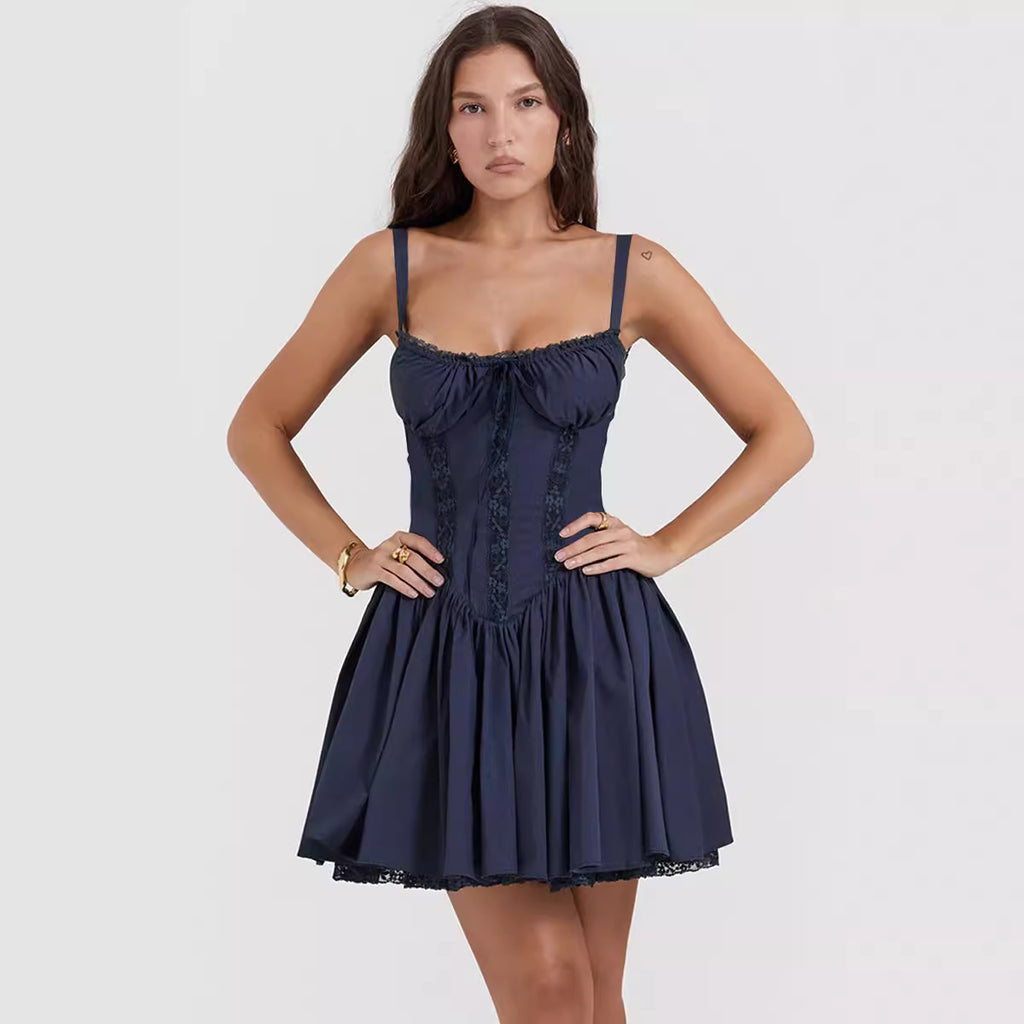 Lace-Up Strap Flare Mini Summer Dress