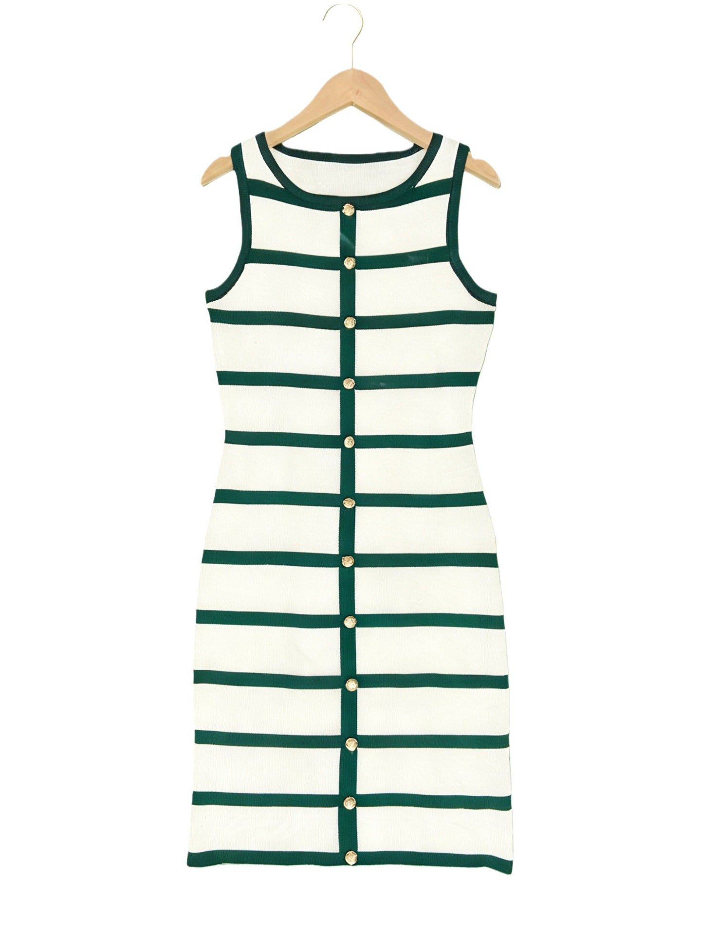 Modern Stripe Knit Sleeveless Midi Dress