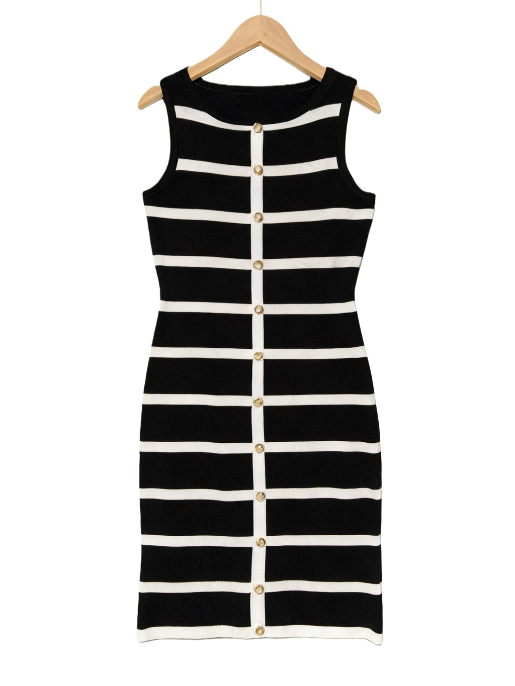 Modern Stripe Knit Sleeveless Midi Dress