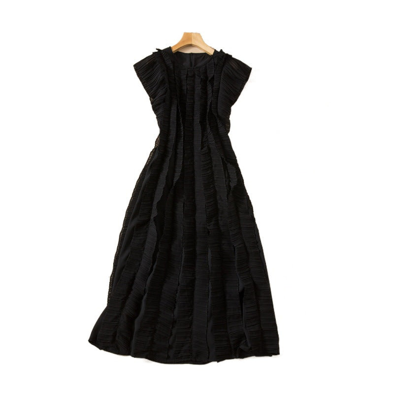 Structured Pleated Waist Elegant Midi Dress