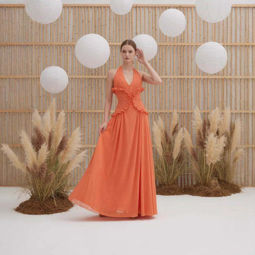 Sunset Allure Cutout Halter Maxi Dress