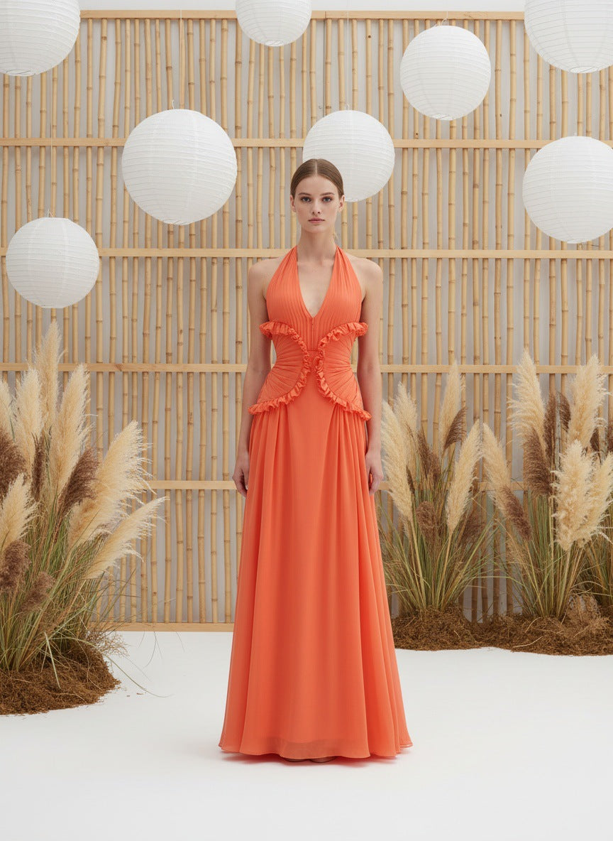 Sunset Allure Cutout Halter Maxi Dress