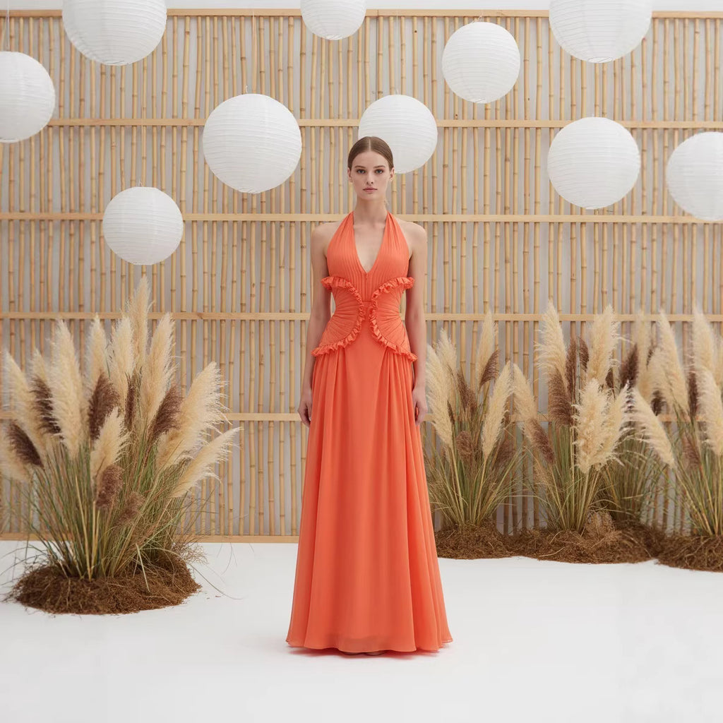 Sunset Allure Cutout Halter Maxi Dress
