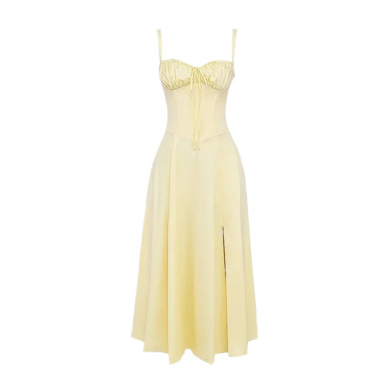 Sweet Lace-Up Strap Midi Dress