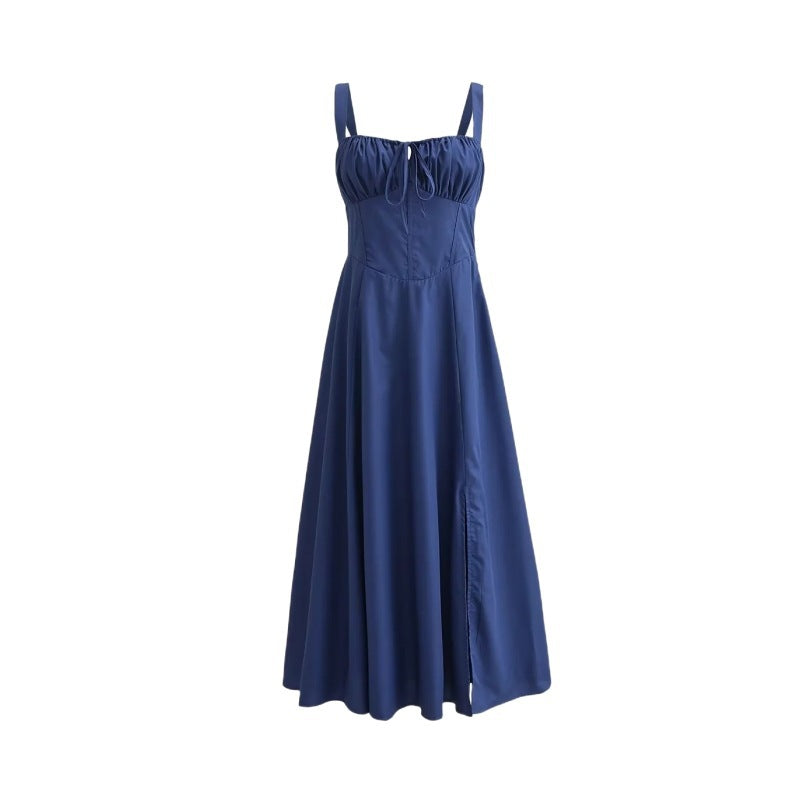 Sweet Lace-Up Strap Midi Dress