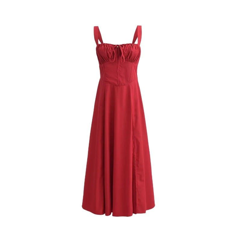 Lace-up Long Sling Midi Skirt Dress