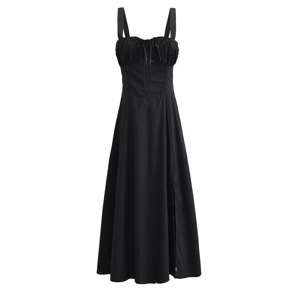 Sweet Lace-Up Strap Midi Dress