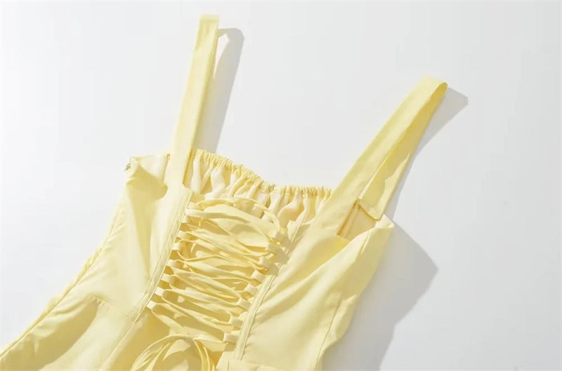 Lace-up Long Sling Midi Skirt Dress